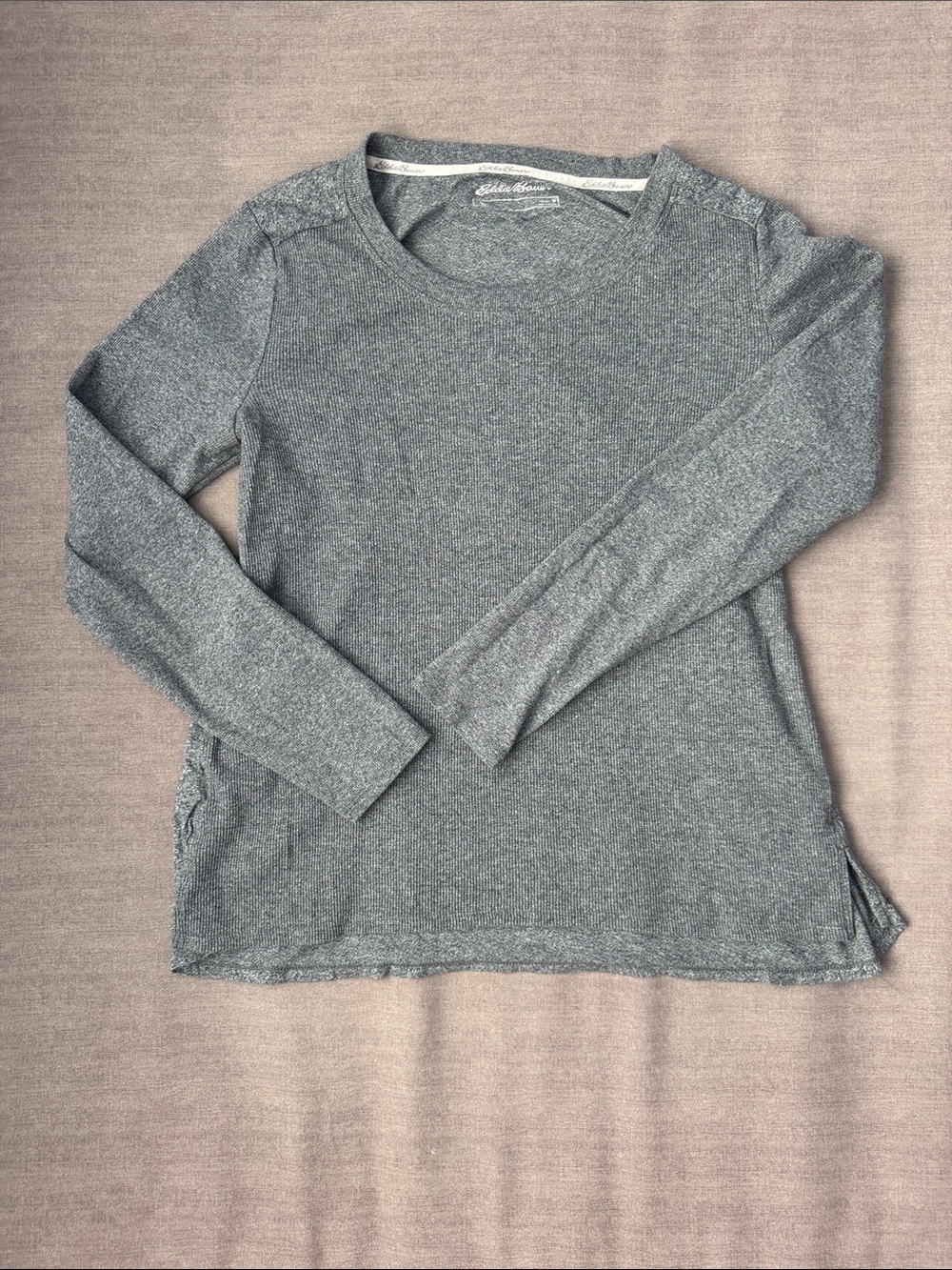 Eddie Bauer Heather Gray Long Sleeve Crewneck Top